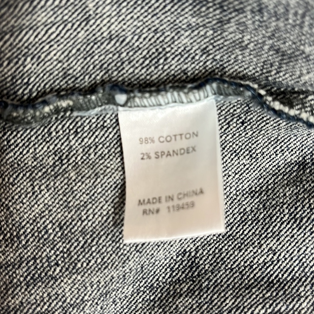 Territories denim jacket 3/4 sleeve crop contrast stitch pockets button front M - Picture 7 of 12